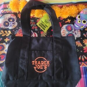 Trader Joe's Black Tote Bag with Orange Logo